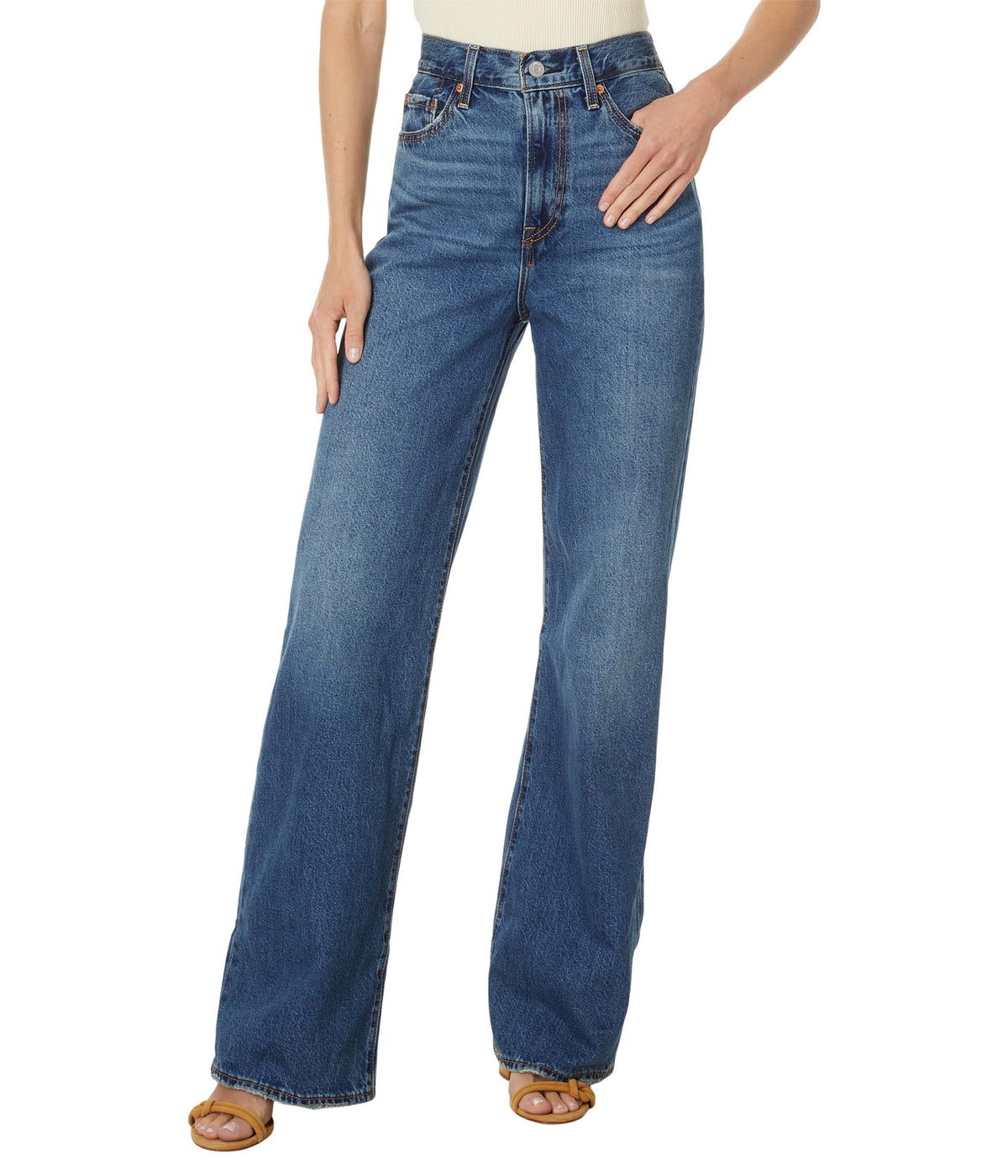 Levi's Women's Ribcage Wide Leg Jeans, Polar Perimeter, Blue, 24