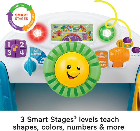 Fisher-Price Baby Learning Toy Laugh & Learn Crawl Around Car Activity Center with Smart Stages for Infants Ages 6+ Months, Blue (Amazon Exclusive)