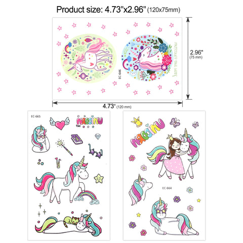Konsait 145Pcs Magic Animals Temporary Tattoos for Kids Girls Cute Tattoo Party Supplies Great Girls Party Favors for Kids Birthday Party Goody Bag Pinatta Fillers(13 Sheets)