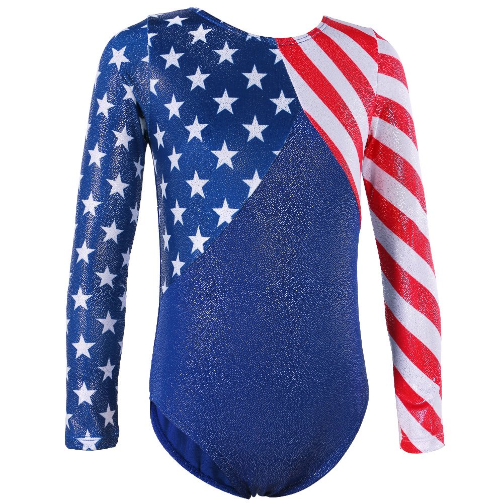 BAOHULU Gymnastics Leotards for Toddler Girls Patriotic Sparkle Red Blue Athletic Dancewear - - 13-14 Years