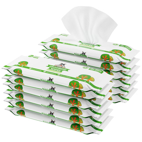 Pogi's Grooming Wipes - 240-Count Travel Pack - Hypoallergenic Pet Wipes for Dogs & Cats - Biodegradable, Green Tea Scent, Deodorising Dog Wipes