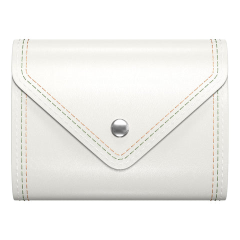 Nipichsha Credit Card Holder, Small Card Wallet, Slim Leather Card Holder Wallet, Pocket Business Card Case with Clasp for Women Men(White)
