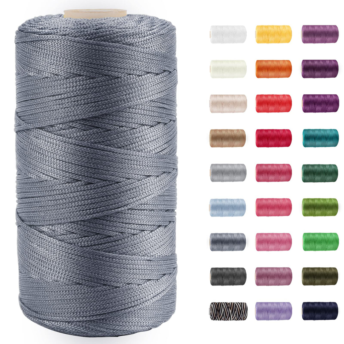 CAMAL Nylon String Cord 1.5mm x 218 Yards Braided Thread Twine String for Chinese Knotting Cord, Bracelet Braided, Jewelry Making Supplies, DIY Arts Crafts, Christmas Decorative (Medium Grey)