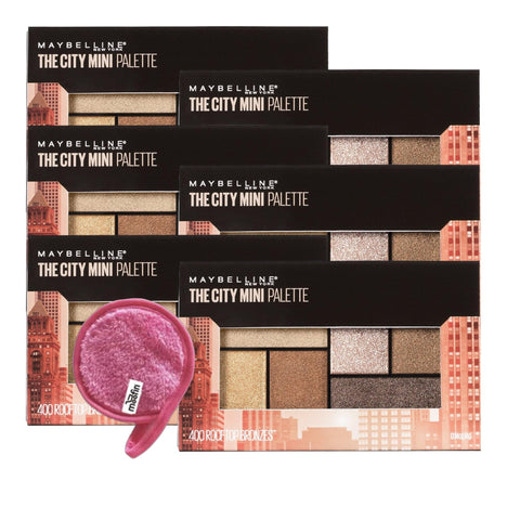 Eyeshadow Palette | Bundle with Makeup Cleansing Cloth, 0.14 oz, Eye Shadow Palette Makeup, High-Pigment, The City Mini Eyeshadow Palette, Bronzes Neutral Eyeshadow Palette, All Day~ [Pack of 6]