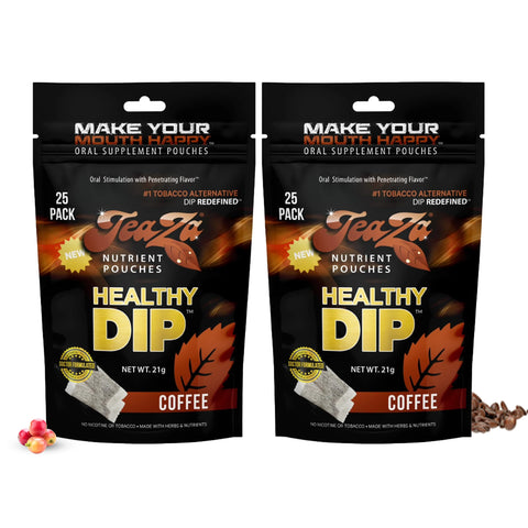 Teaza Energy Tobacco Free Snuff Nicotine Free Pouches, Smokeless Alternative Snuff Healthy Chewing Dipping, Coffee (2 Pack) Tobacco Free Chew Alternative Dip No Crash Fully Premium Flavored