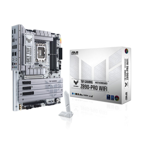 ASUS TUF GAMING Z890-PRO WIFI Intel ATX motherboard, 16+1+2+1(80A) power stages,?DDR5, PCIe 5.0 w/full support for next-gen GPUs, 2xUSB4, front USB 20Gbps w/PD Fast Charge, 4xM.2 slots, Wi-Fi 7