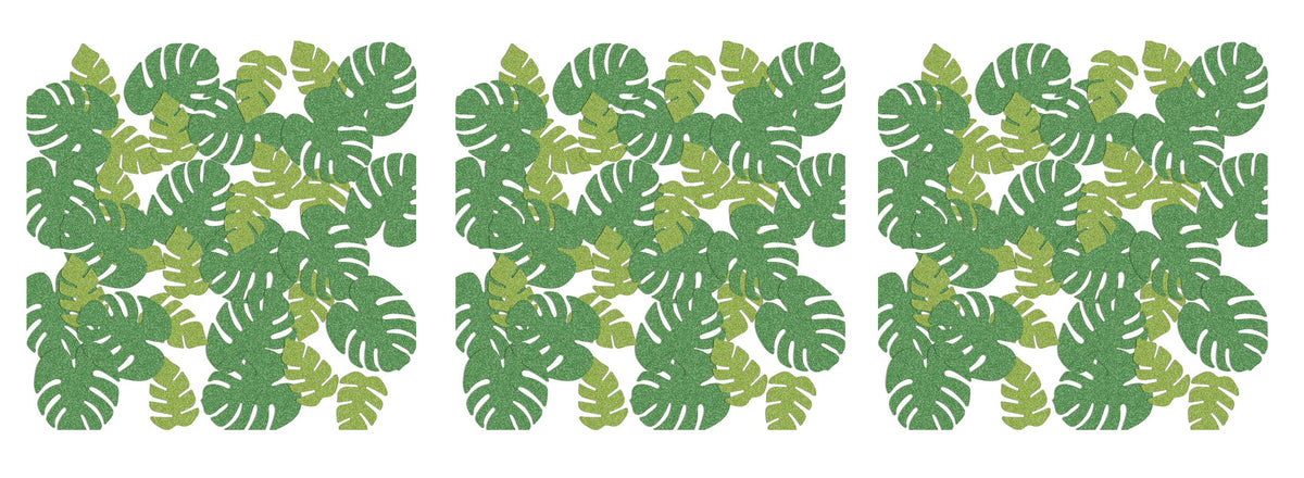 Sparkly Tropical Monstera Palm Leaf Paper Confetti, Green/Light Green Pack of 3
