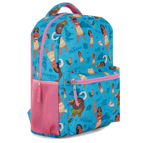 Disney Moana Nylon Allover Print Backpack - Moana & Maui's Oceanic Quest - Embrace the Adventure with Your Favorite Duo (Blue)