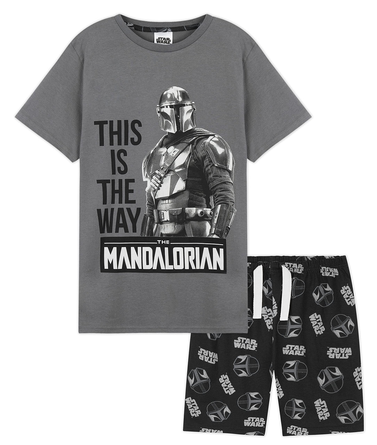 Disney The Mandalorian Shortie Pyjama for Boys (9-10 Years, Grey)