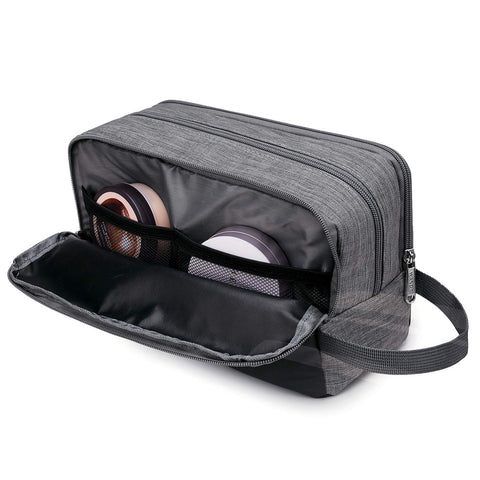WANDF Toiletry Bag Water-Resistant Nylon Travel Wash Bag Lightweight Dopp Kit for Men and Women (A-Denim Grey)