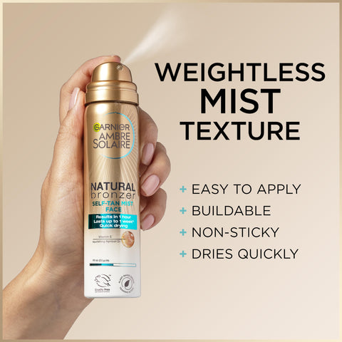 Garnier Ambre Solaire Natural Bronzer Quick Drying Dark Self Tan Face Mist 75ml
