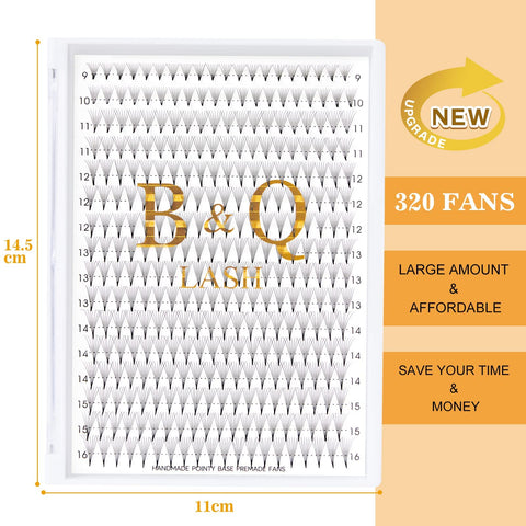 Premade Fans Eyelash Extensions 7D-0.07C-9-16MIX 320 Fan Pointy Base Premade Lash Extensions Fans B&Q Premade Volume Eyelash Extensions 7D 8D 10D Premade Volume Fans Mixed (7D-0.07C,9-16MIX)