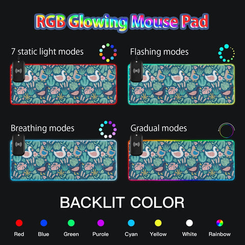 Cute Duck Wireless Charging Mouse Pad for Mobile Phone Extra Large Gaming Mousepad with 13 Lighting Modes Keyboard Mat for Office Home Gaming MacBook Laptop Desk