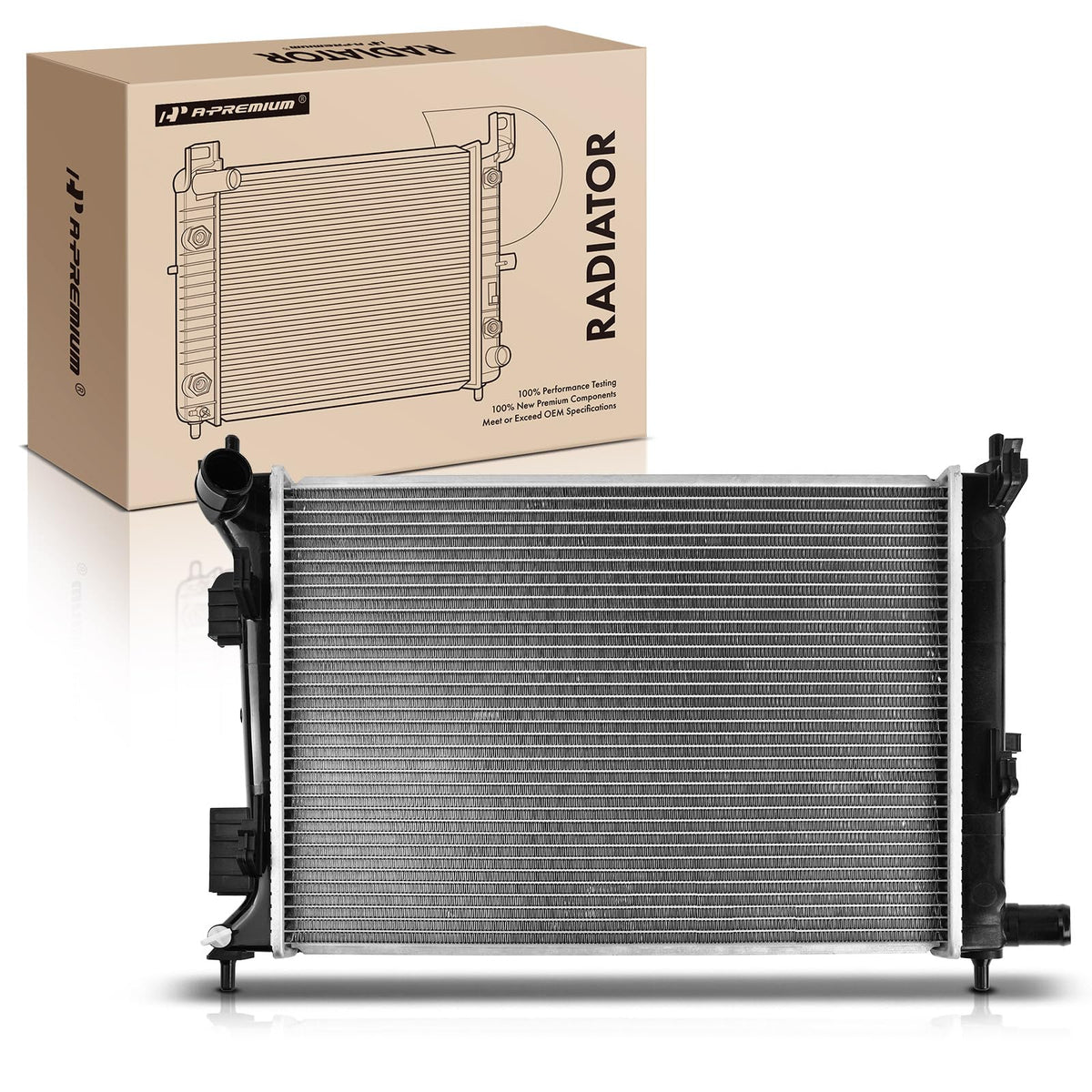 A-Premium Engine Coolant Radiator Assembly Compatible with Hyundai Accent, Veloster & Kia Rio, 2012-2017, L4 1.6L, Manual Transmission, Replace# 253101R000