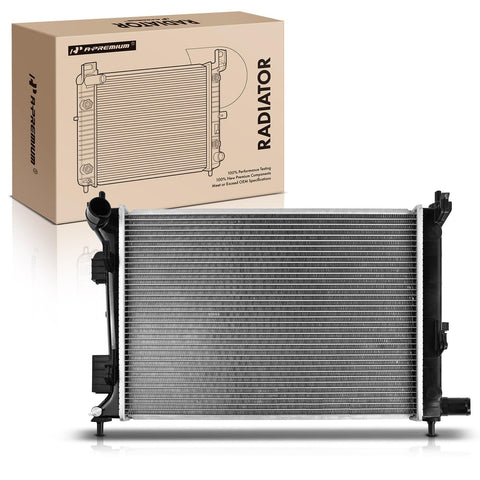A-Premium Engine Coolant Radiator Assembly Compatible with Hyundai Accent, Veloster & Kia Rio, 2012-2017, L4 1.6L, Manual Transmission, Replace# 253101R000