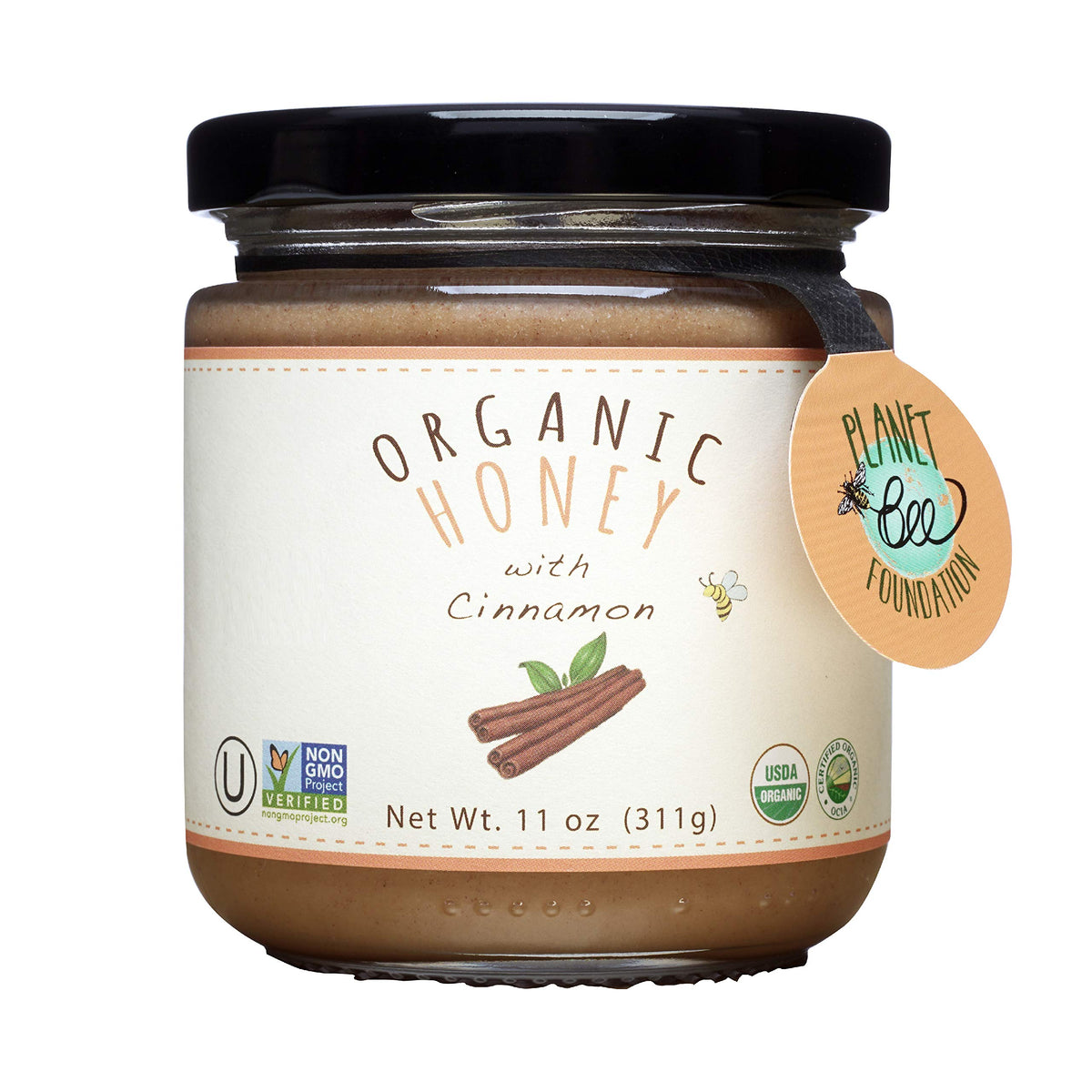 GREENBOW Organic Honey with Cinnamon - 100% USDA Certified Organic, Non-GMO, Gluten Free Organic Cinnamon Honey - Whole Food Organic Cinnamon Honey - 11oz (311g)