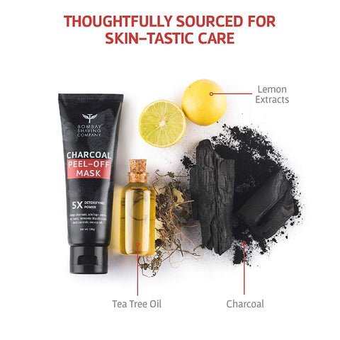 Bombay Shaving Company Charcoal Skin Care Travel Pack with Face Wash, Face Scrub and Peel Off Mask and Travel bag for Dirt removal, Tan reduction and Anti Pollution Effect (100 g x 3)