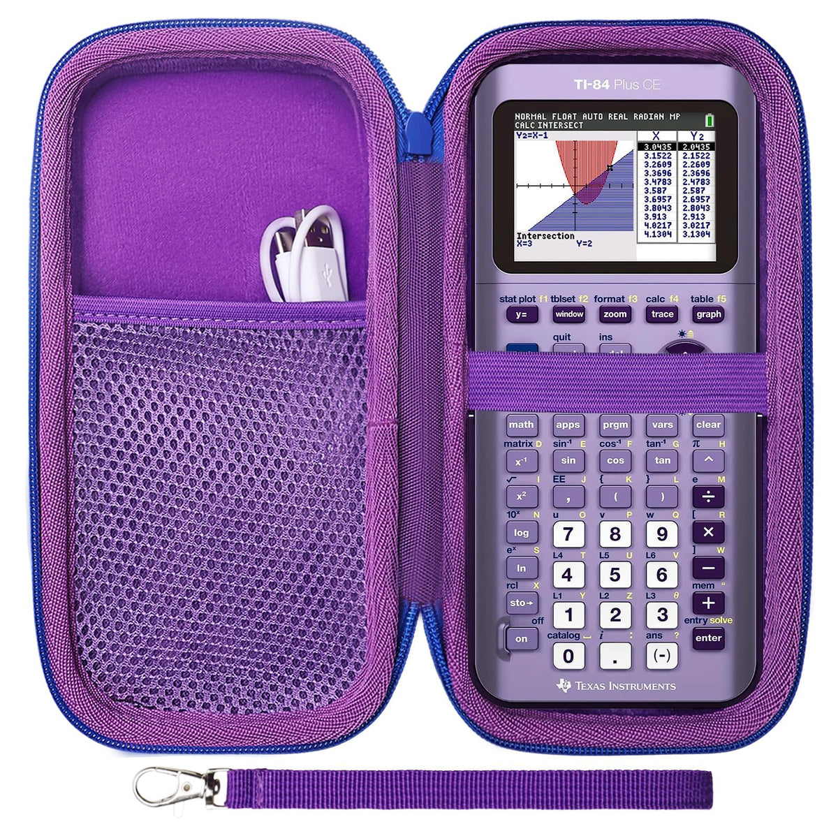 LTGEM EVA Hard Case Compatible with Texas Instruments TI-84 Plus CE/TI-84 Plus/TI-Nspire CX II CAS/TI-Nspire CX II/TI-83 Plus/TI-89 Titanium/TI-85 / TI-93 Color Graphing Calculator, Purple