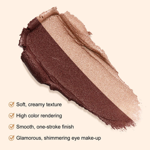 Boobeen Double Colors Eyeshadow Stick Glitter Eye Shadow Pen Waterproof Shimmer Eyeshadow Highlighter Pencil Cream Shadow Stick Long Lasting Eye Makeup