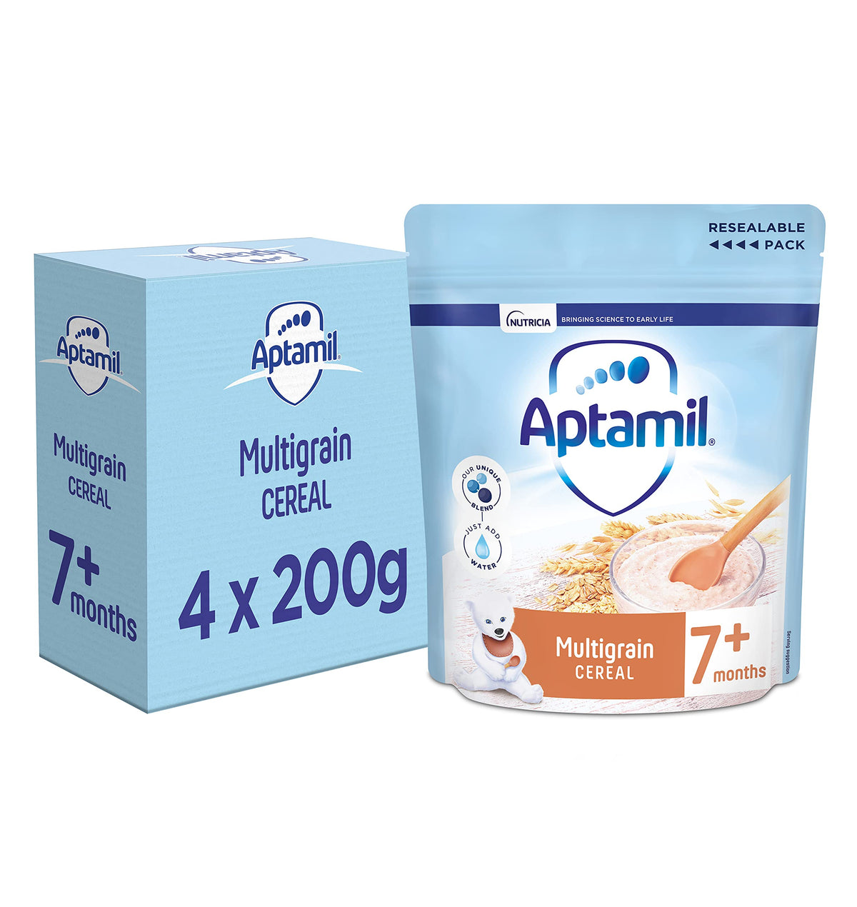 Aptamil Multigrain Porridge Baby Food Cereal, 7+ Months, 200g (Pack of 4)