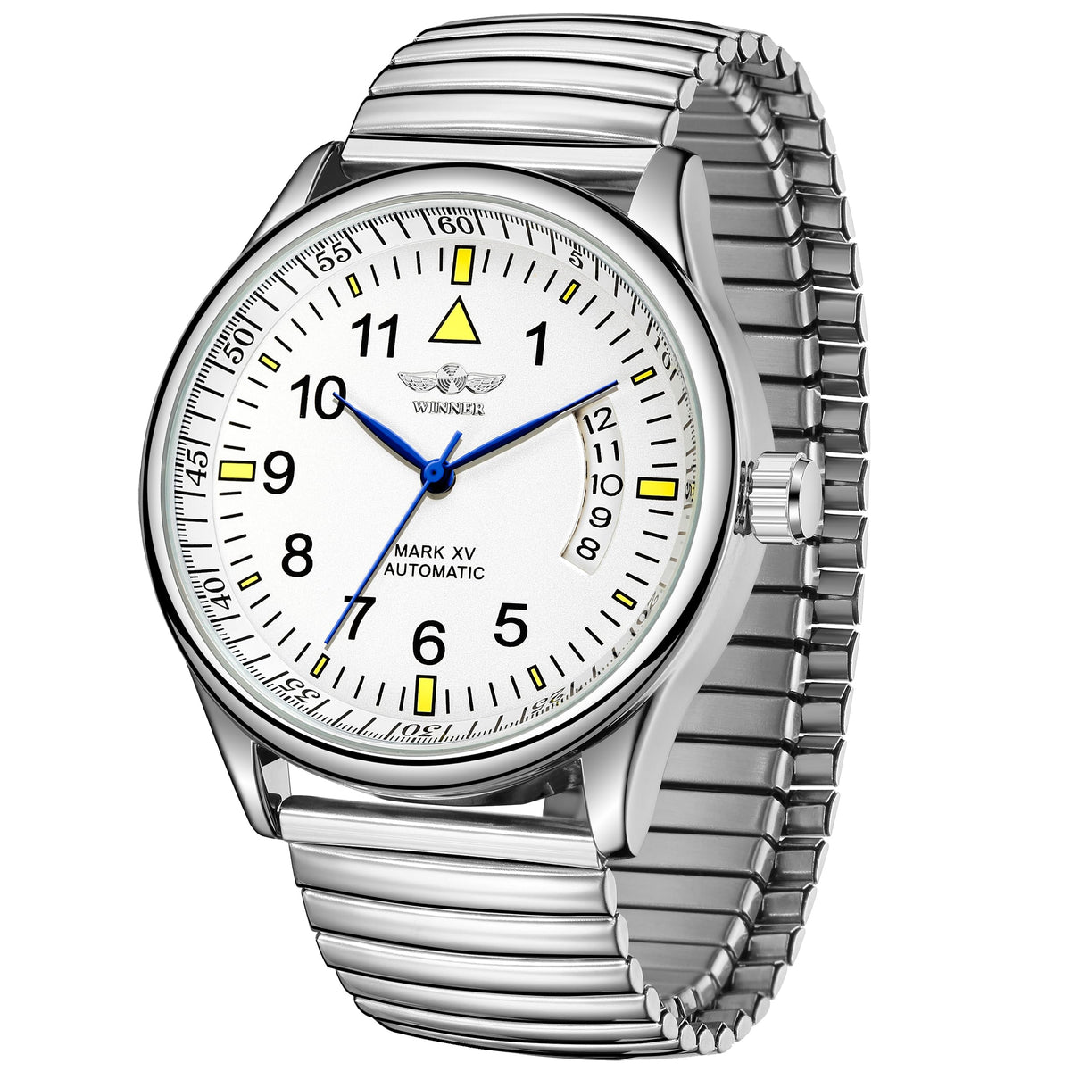 FORSINING Men's Easy Reader Watch, Analog Mechanical Watch for Men with Stainless Steel Expansion Band