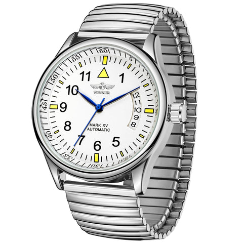 FORSINING Men's Easy Reader Watch, Analog Mechanical Watch for Men with Stainless Steel Expansion Band
