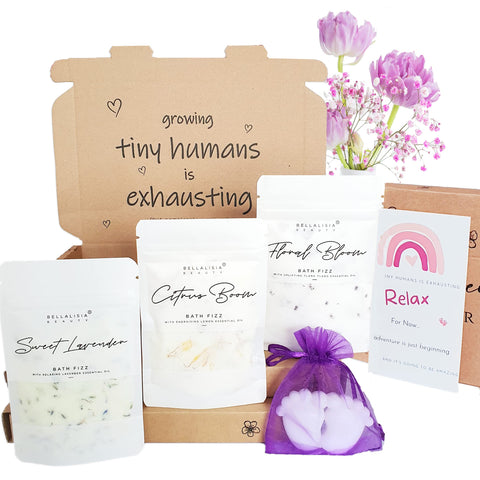 Bellalisia Baby Shower Gifts for Mum to be, New Mum Gifts, Natural Organic Vegan Handmade Bath Bomb Fizz Powder Set, Real Flowers + Pure Essential Oils, Women Pamper Hamper Presents for Her to Enjoy
