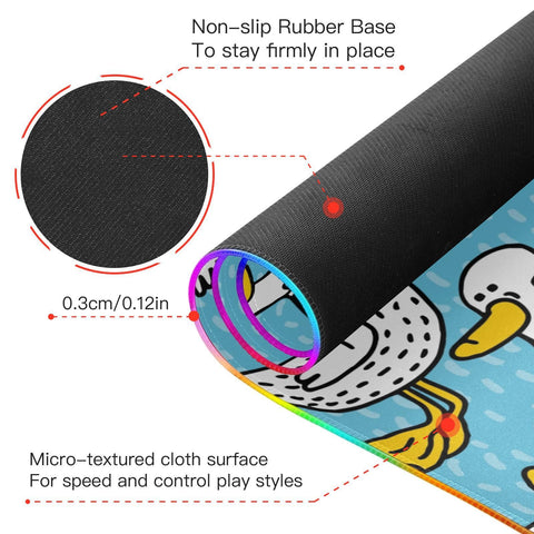 Blue White Ducks Wireless Charging Mouse Pad for Mobile Phone Extra Large Gaming Mousepad with 13 Lighting Modes Extended Desk Mat for Gaming MacBook PC Laptop Desk Office Home