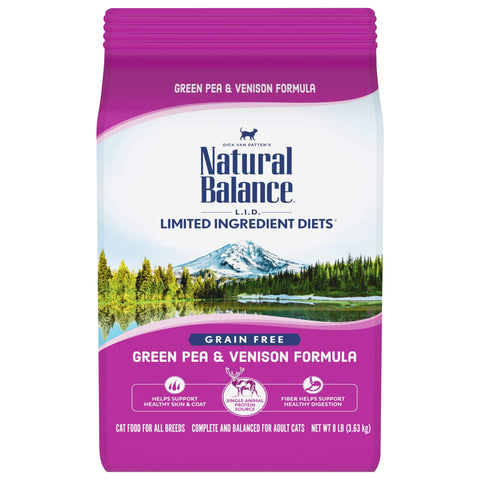 Natural Balance Limited Ingredient Diet Green Pea & Venison | Grain-Free Dry Adult Cat Food | 8-lb. Bag