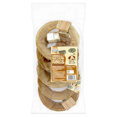 Good Boy - Small/Medium Rawhide Rings - Dog Chews - Made From 100 Percent Natural Hide - Pack of 5 - Natural Dog Treats
