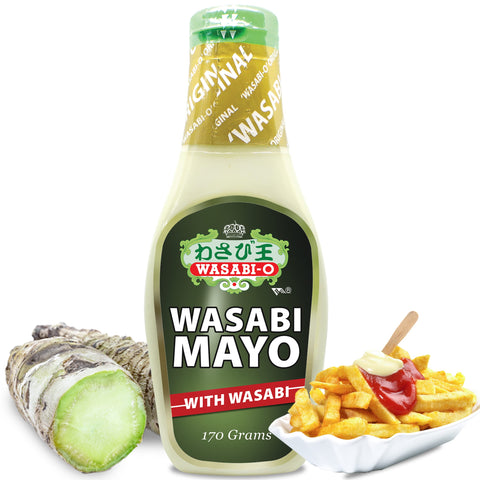 Wasabi O Spicy Mayonnaise - Premium Mayo Cream with Real Wasabi, Fat Free, Healthy, Vegan Japanese Mayonnaise Sauce for Dressing & Seasoning, 170g Squeeze Mayo Bottle, 6oz
