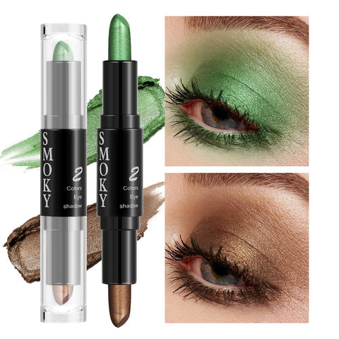 Boobeen Dual-ended Cream Eyeshadow Stick, Shimmer Glitter Eye Shadow Pencil Makeup, Long Lasting Waterproof Eye Highlighter Pen for Women