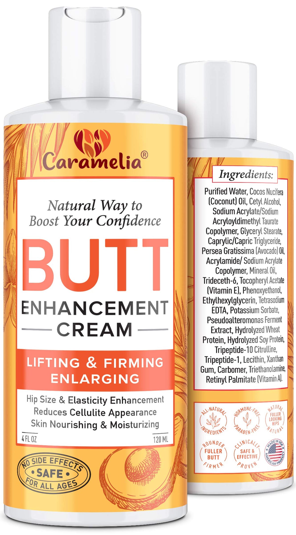 Caramelia Butt Enhancement & Enlargement Cream - Works for Your Buttocks - Butt Becomes Tightened and More Elastic without Injections - Lifts Muscles, Creating Beautiful Picture of Self-Confident Lady