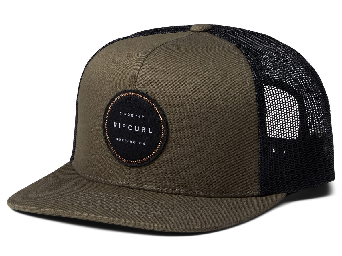 Rip Curl Icons Trucker Hat, Mesh Back Cap Snapback for Men, Adjustable, Forest Green