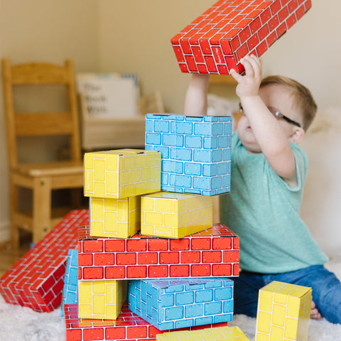 Melissa & Doug Jumbo Extra-Thick Cardboard Building Blocks - 40 Blocks in 3 Sizes, Cardboard Pretend Brick For Building