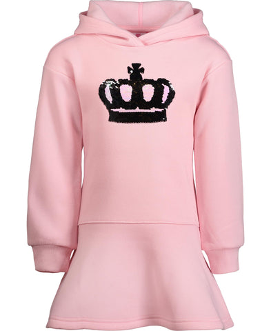 Juicy Couture Girls Plus Size' Hooded Long Sleeve Fleece Sweatshirt, Full-Zip and Pullover Hoodie, Pockets & Ribbed Cuffs, Candy Pink Sequin/Dress