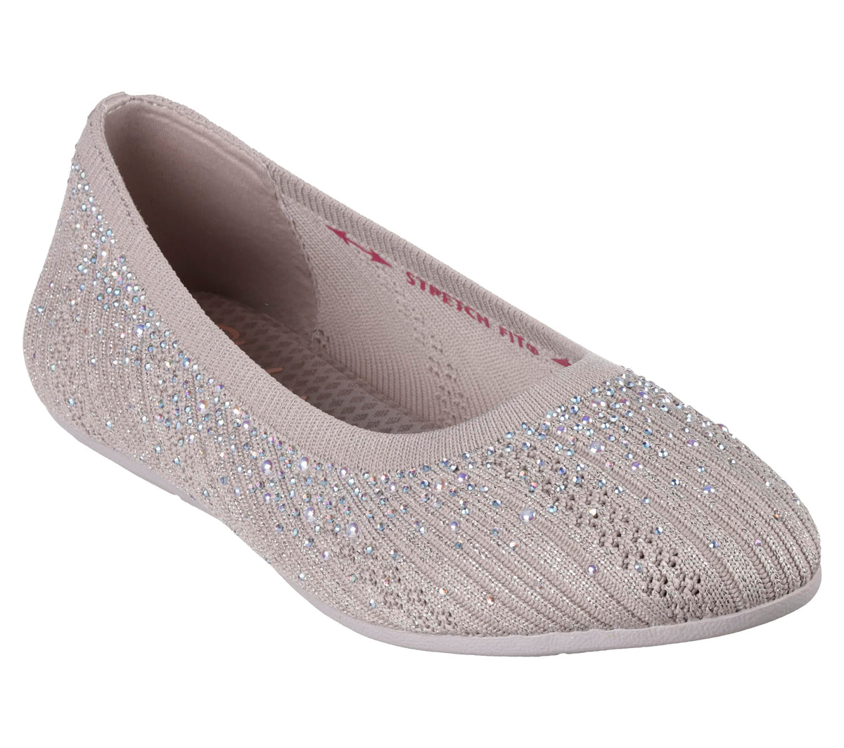 SKECHERS Women's Cleo 2.0-Glitzy Daze Ballet Flat, Taupe, 5
