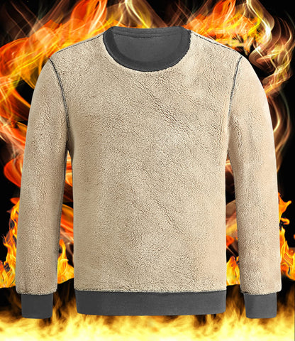 TACVASEN Mens Fleece Lined Sweatshirt Thermal Plain Work Jumper Round Neck Pullover Sweater Winter Tops Dark Grey,M