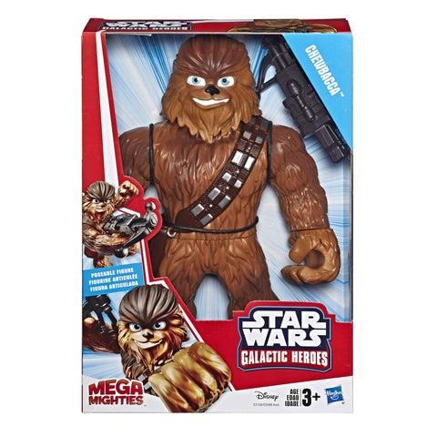 STAR WARS Galactic Heroes Mega Mighties Chewbacca 10-Inch Action Figure with Bowcaster Accessory, Toys for Kids Ages 3 and Up