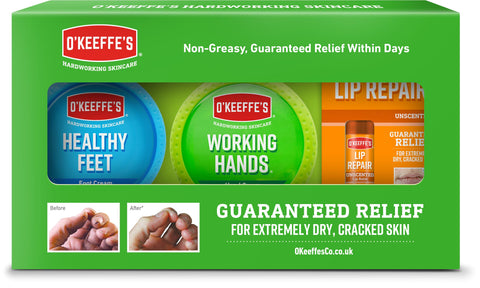Oâ€™Keeffeâ€™s Skincare Gift Pack - Working Hands 96g, Healthy Feet 91g and Lip Repair 4.2g
