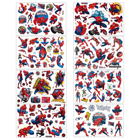 8 Sheets Spider-Man Temporary Tattoo Set, 200+pcs Spiderman Fake Waterproof Temporary Tattoo Sticker for Kids Boy Girl Teens Birthday Party Bags Fillers Favors Supplies Gifts