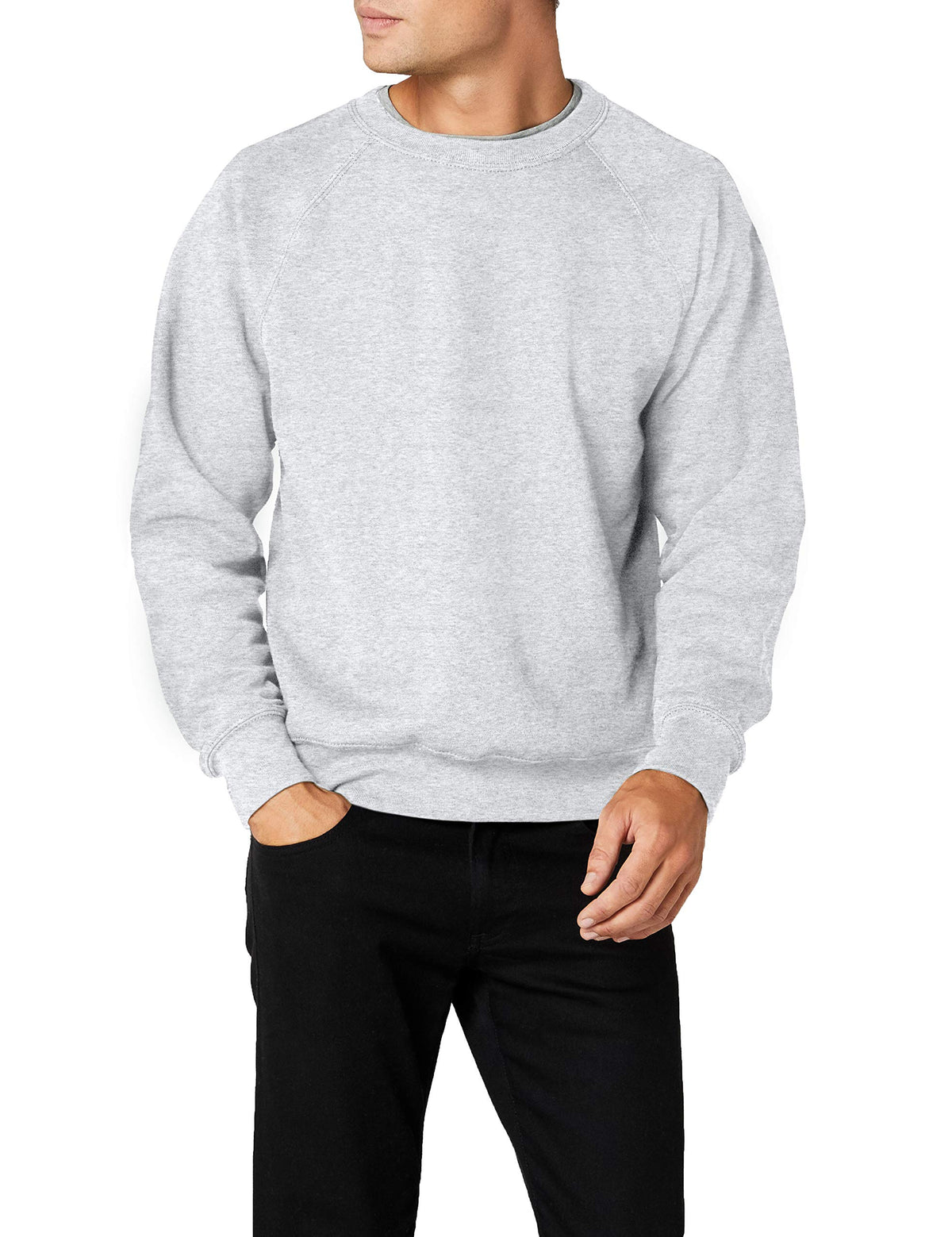 Geeney Mens Raglan Classic Sweater, Grey, M UK