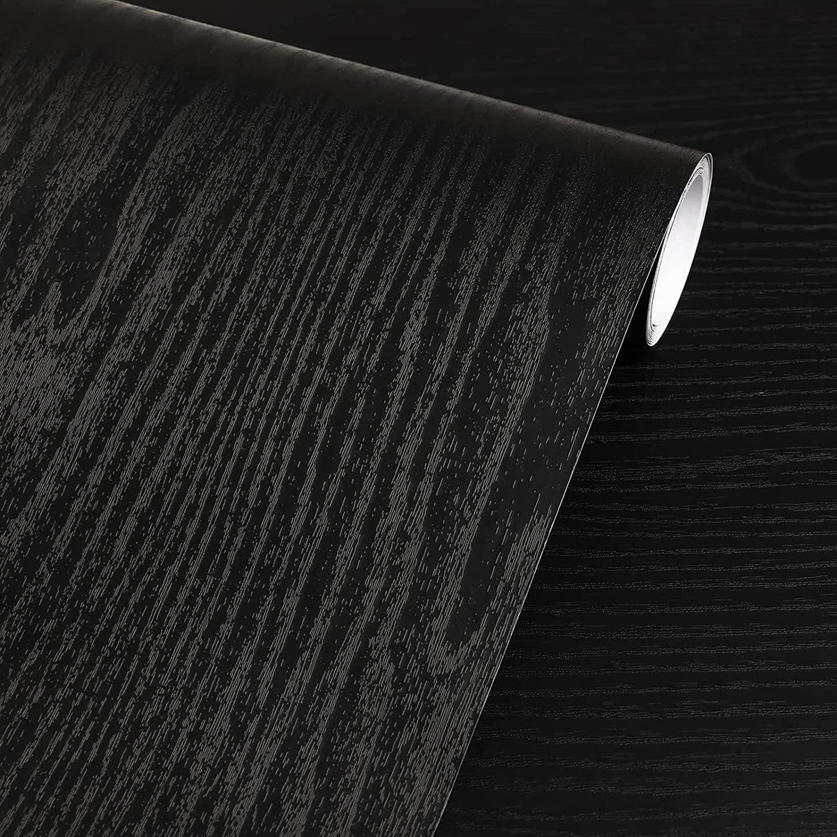 ANNA CREATIONS Self Adhesive Black Wood Wallpaper Waterproof Old Furniture Vinyl Stickers Wooden Door Wardrobe Desktop PVC Wall Papers-18''x 120''inch
