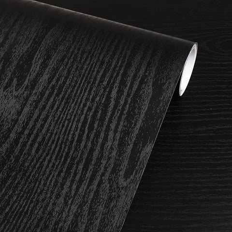 ANNA CREATIONS Self Adhesive Black Wood Wallpaper Waterproof Old Furniture Vinyl Stickers Wooden Door Wardrobe Desktop PVC Wall Papers-18''x 120''inch