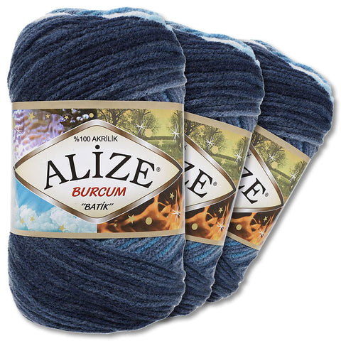Alize 3 x 100 g Burcum Batik Premium Wool 100% Acrylic 29 Colours Gradient Accents (1899)