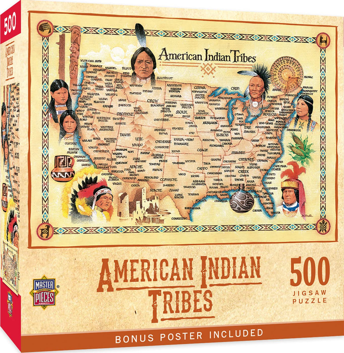 MasterPieces 550 Piece Jigsaw Puzzle For Adults, Family, Or Kids - American Indian Tribes - 18"x24"