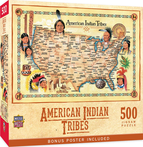 MasterPieces 550 Piece Jigsaw Puzzle For Adults, Family, Or Kids - American Indian Tribes - 18"x24"