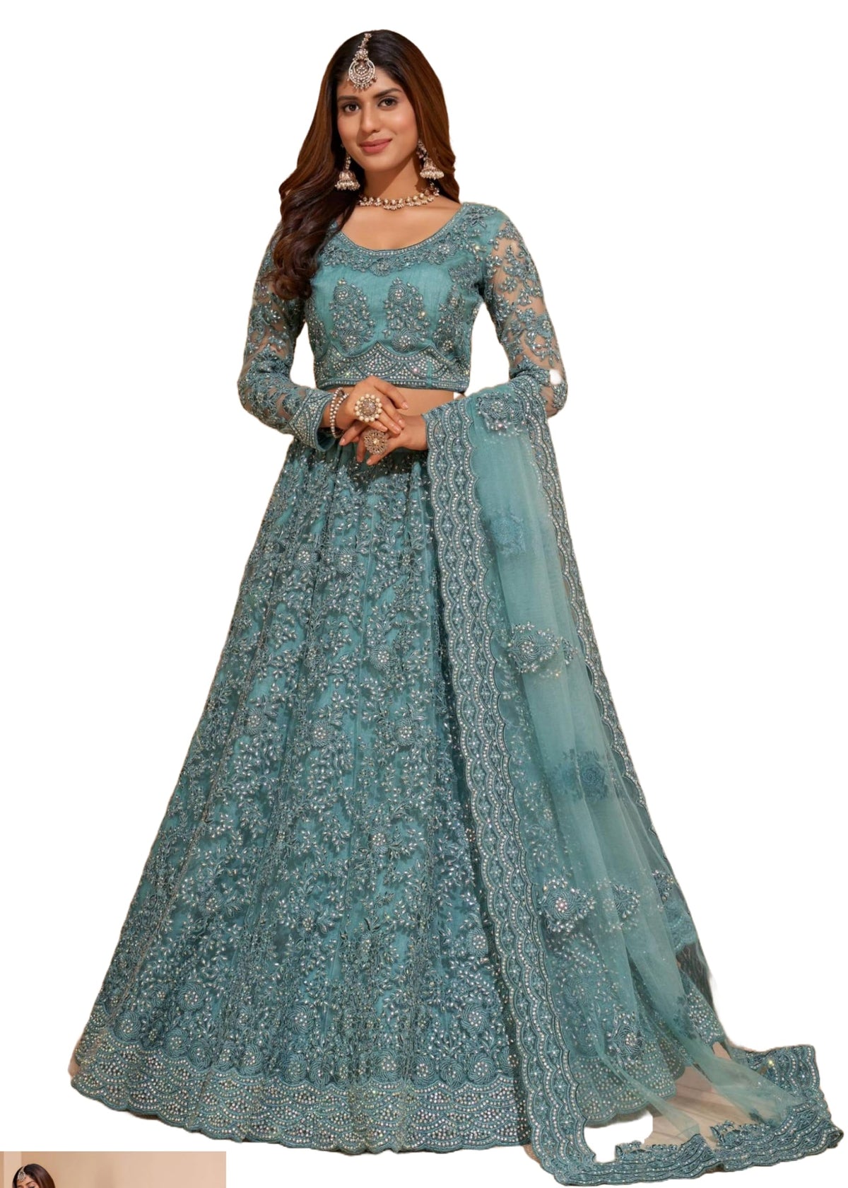 PINKKART Festival Party Stitched Net Indian Wedding Wear Women Lehenga Choli 17181920Ali, 1, Large