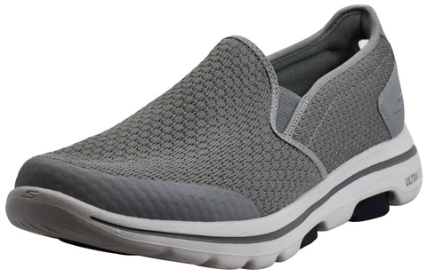 Skechers Men's Gowalk 5-Elastic Stretch Athletic Slip-on Casual Loafer Walking Shoe Sneaker, Light Gray/Blue, 8