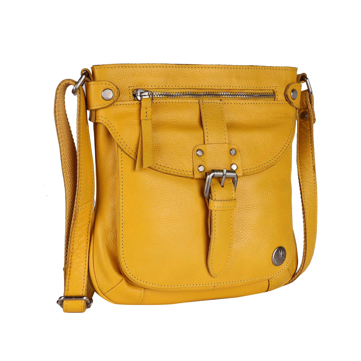LEDERBUCK Real Leather Small Crossbody Handbags & Purses for Women - Crossover over the Shoulder Bag (Mellow Yellow)
